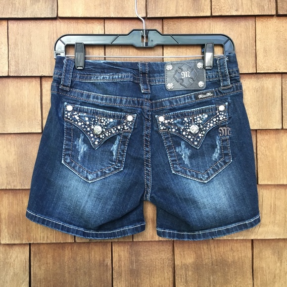 Miss Me Pants - Miss Me Mid Rise Easy Cuff Short Rhinestones